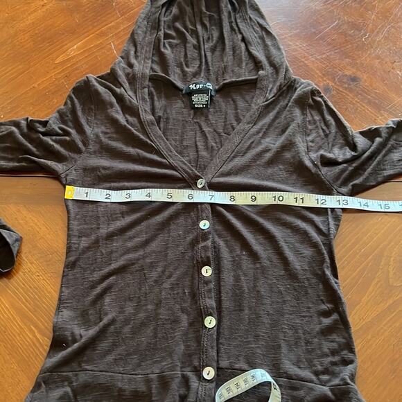 Mar-Q Brown Lightweight Knit Dress with Hood Junior Size Small Pockets - Picture 7 of 8